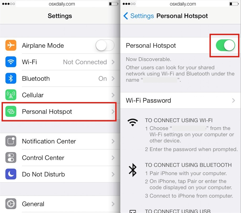 how to turn on hotspot on iPhone 8 